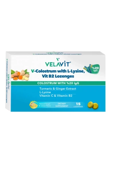 Velavit V- Colostrum with L-Lysine Vitamin B2 Lozanges 15 pastil ürün görseli 1