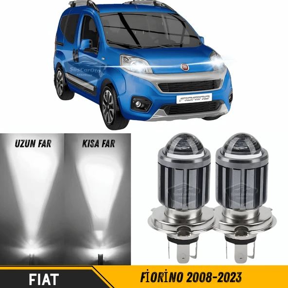 Fiat Fiorino 2008-2023 Uyumlu Mercekli Far Ampulü Led Xenon Beyaz Renk Far Şimşek Etkili CSP Led Lamba Uzun Kısa 2 Adet Takım ürün görseli 1