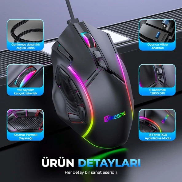RGB Gaming Mouse – Yüksek Hassasiyet Profesyonel Oyuncu Mouse (X15) ürün görseli 1