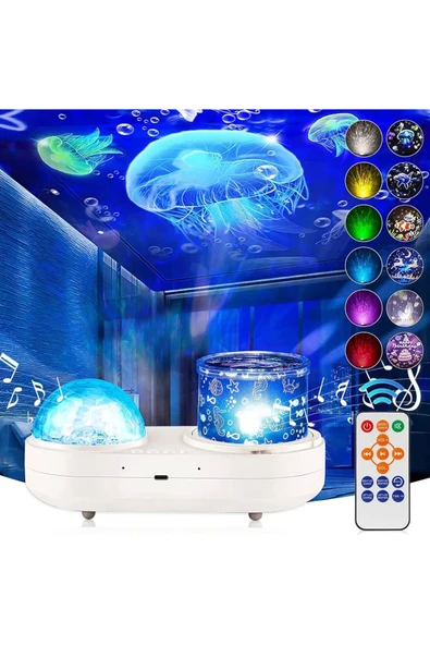 FAMEMUS ACCESSORY Toptan Müzikli Galaxy Projeksiyon Gece Lambası Nebula Projektör Lamba ürün görseli 1