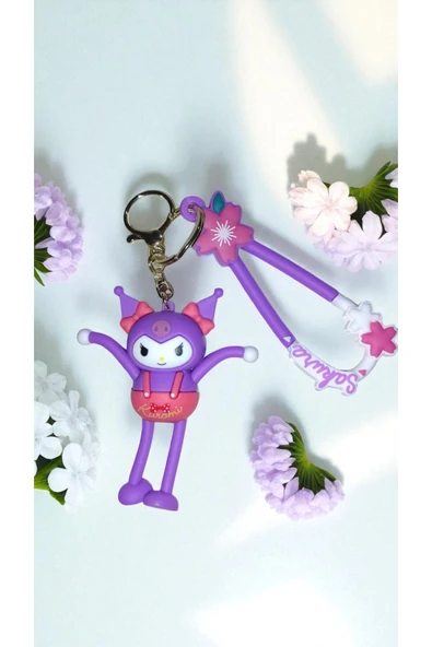 FAMEMUS ACCESSORY 3D Büyük Boy Kuromi Silikon Kordon Anahtarlık Hediyelik ve Çanta Aksesuar ı ürün görseli 1