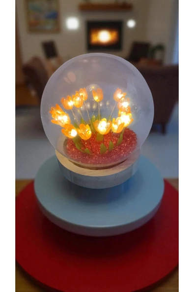FAMEMUS ACCESSORY Ahsap Lale Bahçesi Led Işıklı Çok Şık Hediyelik Ürün Boyut 10 cm ürün görseli 1