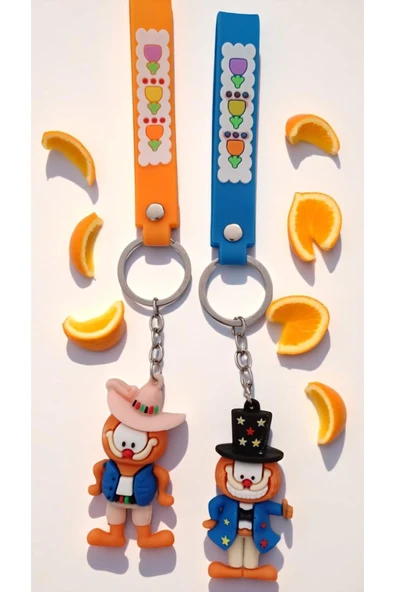 FAMEMUS ACCESSORY Sevimli Karakter Garfield Figürlü Renkli Anahtarlık Seti – 2'li Silikon Kayışlı Çanta Aksesuar ürün görseli 1