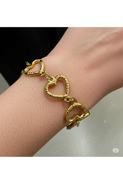 FAMEMUS ACCESSORY Sevgililer Gününe ve Özel Günlere Şık Kalp ve Halka Detaylı Çelik Bileklik ürün görseli 1
