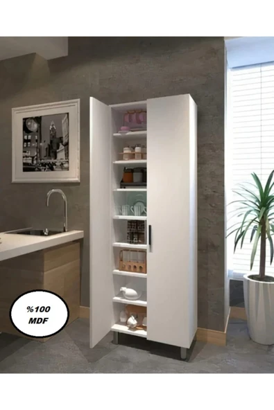 Buzkan Mobilya Mdf Çok Amaçlı Beyaz Dolap Mutfak Dolabı 70 cm Beyaz parlak ürün görseli 1