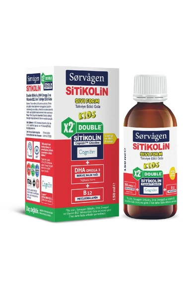 Sorvagen Double Sitikolin Sıvı Form-Sitikolin DHA Omega 3 ve B12 150 ml ürün görseli 1
