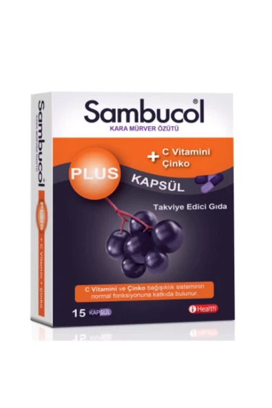 Sambucol Plus Kara Mürver Özütü + C Vitamini & Çinko 15 Kapsül ürün görseli 1