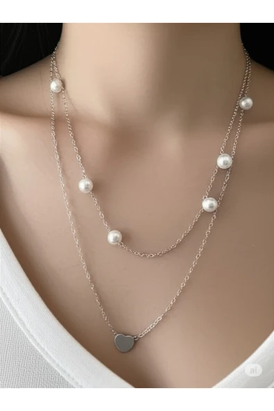 FAMEMUS ACCESSORY Kalp Şeklinde Çelik Kolye - Resim 2