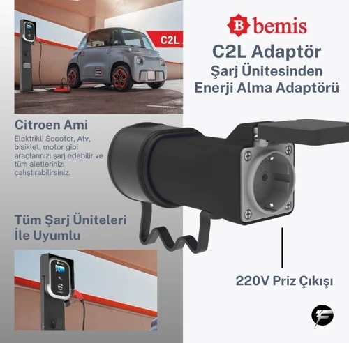 Bemis C2L (Charger to Load) Elektrikli Araç Şarj Uyumlu Kablosuz Adaptör ürün görseli 1