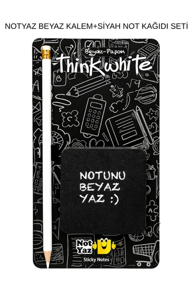 Think White Beyaz Kalem & Siyah Not Defteri Yazı Seti – Şık Ofis ve Hediye Seti ürün görseli 1