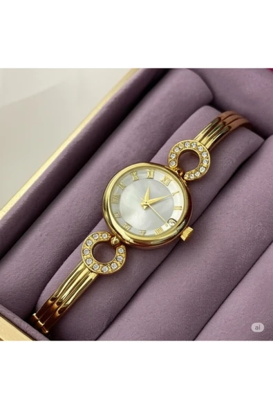 FAMEMUS ACCESSORY Kristal Halka Altın Renk Bileklik Kol Saati ürün görseli 1