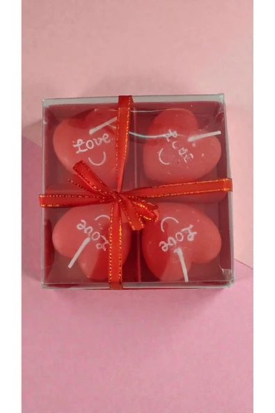 FAMEMUS ACCESSORY Sevgililer Gününe Özel LOVE yazılı 4 lü Mum ürün görseli 1