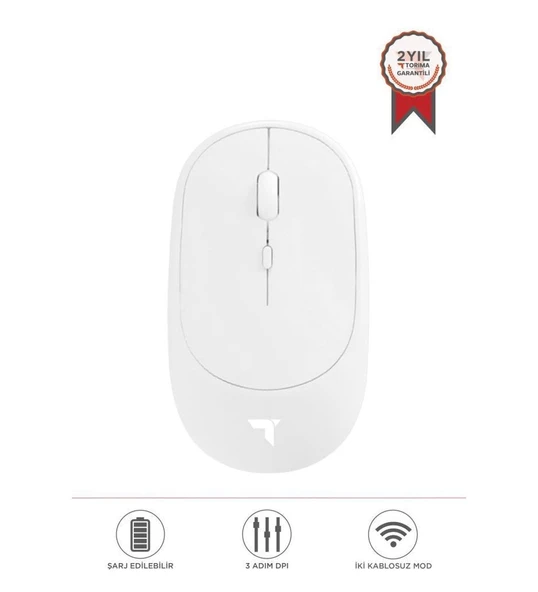 Torima TM-16 Kablosuz Çift Modlu Sessiz Mouse Fare Pembe - Resim 4