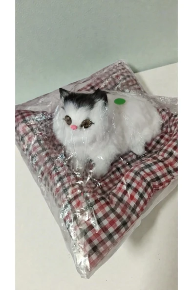 FAMEMUS ACCESSORY Sesli Kendinden yataklı yapışık Kedicik ürün boyutu yatak dahil 23cm*23 cm ürün görseli 1