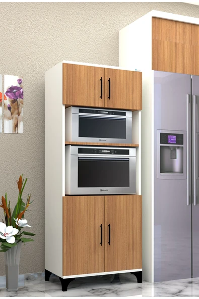 Buzkan Mobilya % 100 Mdf Çok Amaçlı Dolap, Fırın Ve Mikro Fırınlık Dolap sümela-beyaz- ürün görseli 1