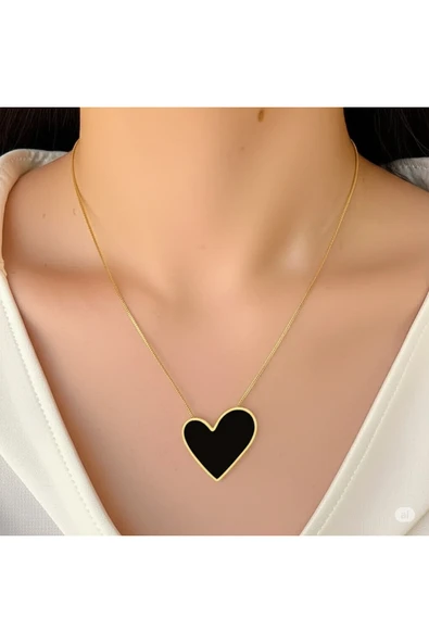 FAMEMUS ACCESSORY Çelik Gold Kalpli Kolye – 45 cm ürün görseli 1