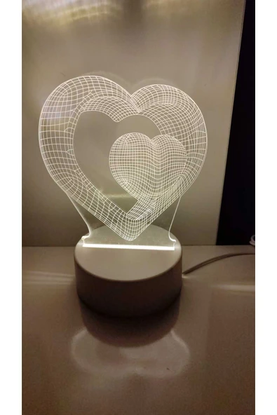 FAMEMUS ACCESSORY Kalp içinde Kalp Karakterli Pleksi Işık Ürün Boyutu 25cm ürün görseli 1
