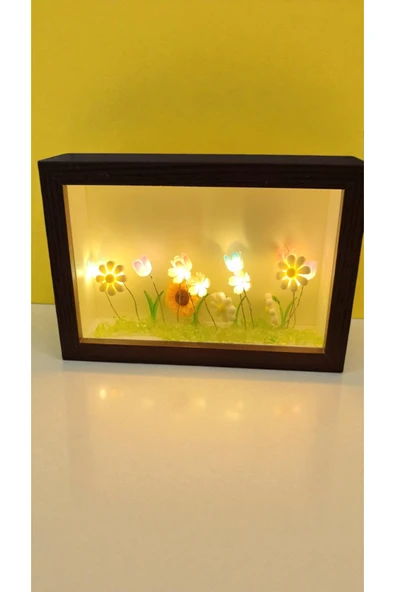 FAMEMUS ACCESSORY Ahşap Lale Pano Led Işıklı Ürün Boyutu 17cm*12cm ürün görseli 1