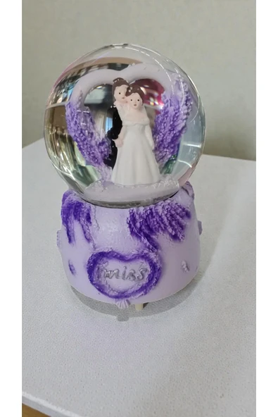 FAMEMUS ACCESSORY Sevgililer Gününe Özel Büyük boy Püskürtmeli Çİft Kar Küresi ürün görseli 1