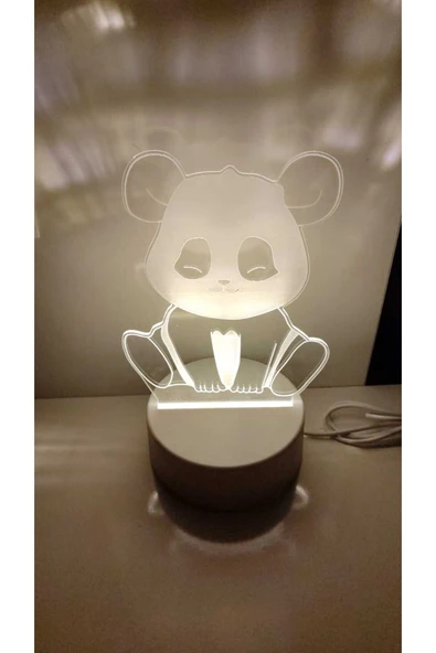 FAMEMUS ACCESSORY Oturan Panda Karakterli Pleksi Işık Ürün Boyutu 25cm ürün görseli 1