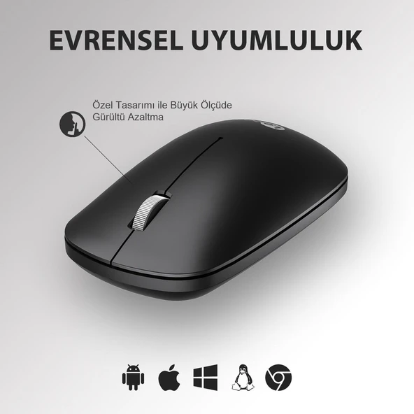 Lenovo Lecoo WS214 Sessiz Ergonomik Kablosuz Mouse – 2.4GHz Optik, USB Alıcılı, Hassas DPI, Ofis & Laptop Uyumlu (SİYAH) ürün görseli 1