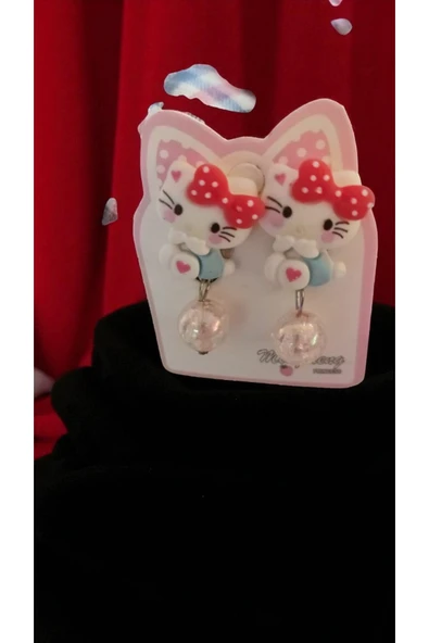 FAMEMUS ACCESSORY Sevimli Hello kitty Figür İçi Simli Sallantılı Boncuk Klipsli ürün görseli 1