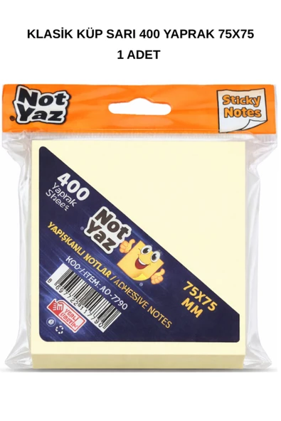 Klasik Küp Not Kağıdı Sarı 400 Yaprak 75x75 mm ürün görseli 1
