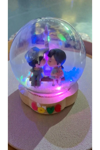 FAMEMUS ACCESSORY Sevgililer Gününe Özel LOVE yazılı Led Işıklı cam fanus süs hediyelik ürün boyut:12cm ürün görseli 1