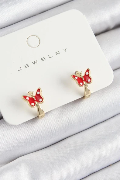 FAMEMUS ACCESSORY Pirinç Kelebek Model Gold Renk Çocuk Küpe ürün görseli 1