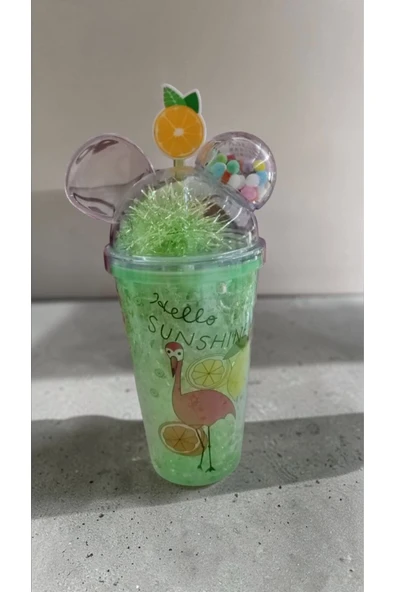 FAMEMUS ACCESSORY Kulaklı Meyve Temalı Pipetli Bardak Matara ürün görseli 1