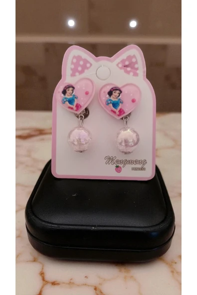 FAMEMUS ACCESSORY İçi Simli Parlak Sallantı Boncuk Süslemeli Disney Prenses Klips Küpe ürün görseli 1
