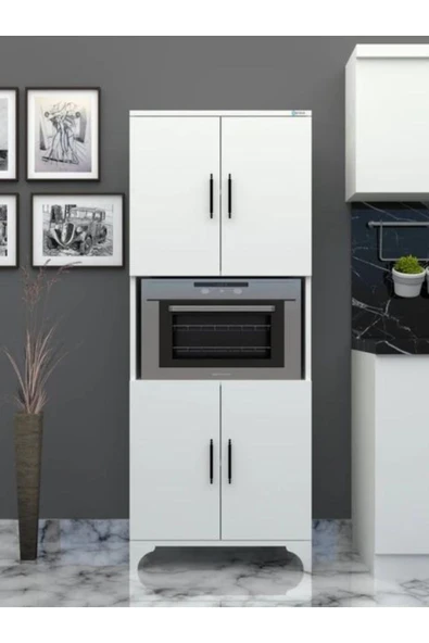 Buzkan Mobilya %100mdf Çok Amaçlı, Fırın, Kiler,balkon, Banyo, Dolap (BÜYÜK BOY FIRIN KABİNİ) Bzk5007 BEYAZ PARLAK ürün görseli 1
