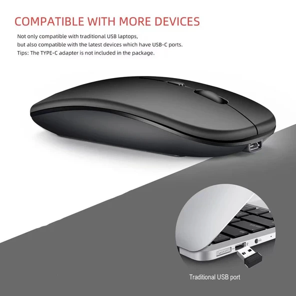 Kablosuz Sessiz Mouse – Ergonomik Wireless Mouse - Resim 7