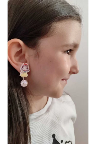 FAMEMUS ACCESSORY Sevimli Disney Prenses Figür İçi Simli Sallantılı Boncuk Klipsli ürün görseli 1