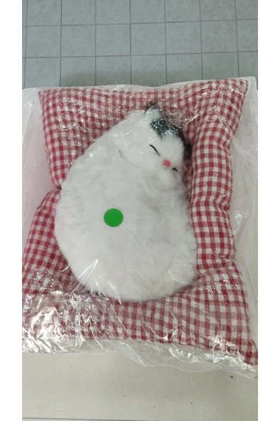 FAMEMUS ACCESSORY Sevimli Sesli Yatakta Yatan Kedicik Büyük Boy 25 CM MİNDER İLE BİTİŞİKTİR görsel ile birebir gelir ürün görseli 1