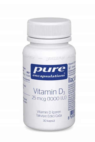 Pure Encapsulations Vitamin D3 25 mcg 1000 IU 30 Kapsül ürün görseli 1