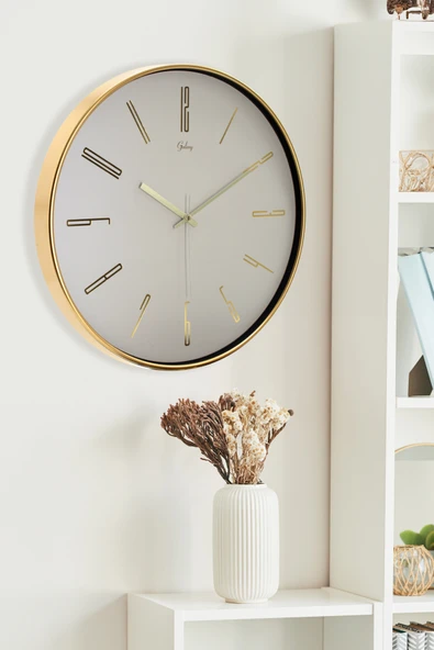 Galaxy Exclusive Duvar Saati Gold Çerçeve Bej Kadran Rakamlı 41,5 Cm. ürün görseli 1