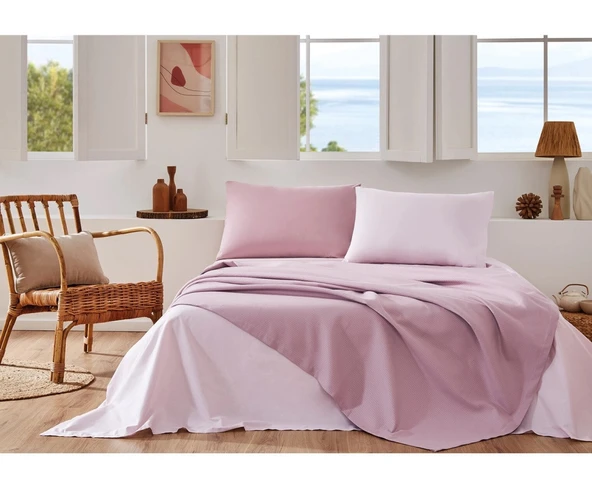 Özdilek Rf -Colourist Rose Pudra- Çift Kişilik Pike Takımı ürün görseli 1