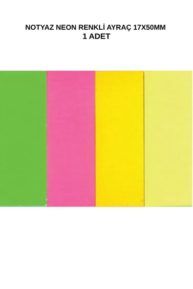 Neon Renkli Kağıt Ayraç 17x50 mm 4 Renk – Yapışkan Not Kağıdı 1 Adet ürün görseli 1