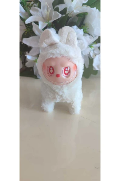 FAMEMUS ACCESSORY Labubu Kuyruk Sallayan ve Yüreyen Sesli labubu Oyuncak Beyaz Renk ürün görseli 1