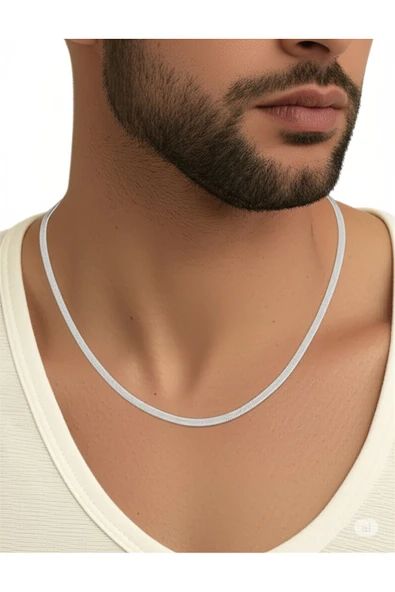 FAMEMUS ACCESSORY Çelik Klasik İtalyan Zincir Model Gümüş Renk Erkek Kolye(1392) ürün görseli 1