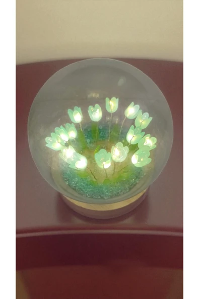 FAMEMUS ACCESSORY Ahsap Lale Bahçesi Led Işıklı Çok Şık Hediyelik Ürün Boyut 10 cm ürün görseli 1