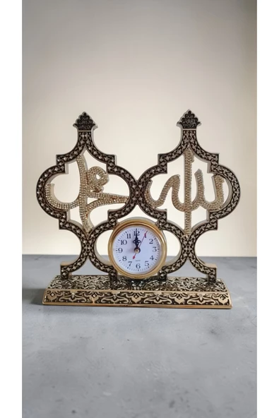 FAMEMUS ACCESSORY Zirkon Taşlı Model İslami Dekor Hediyelik Saat 25*27cm boyut ürün görseli 1