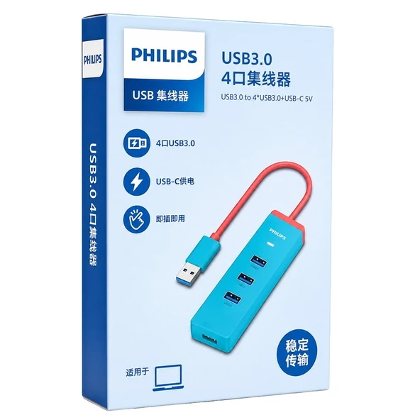 Philips SWR1529R/93 USB 3.0 To 4 Port USB 3.0 Hub Çoklayıcı ürün görseli 1