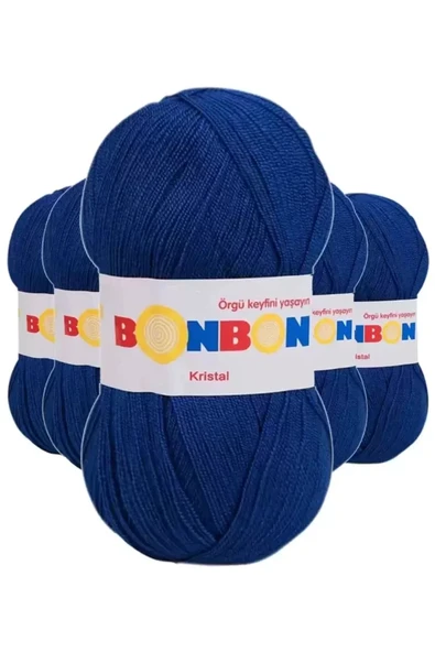 5 Adet Kristal El Örgü Lif İpi Mavi 98488 - bonbon mudanis ürün görseli 1