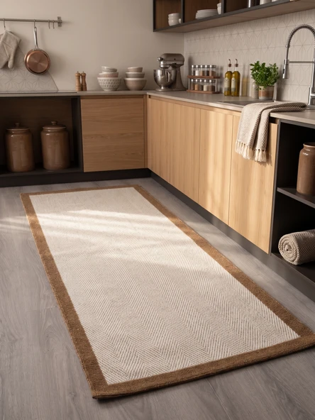 Vektör Sisal Halı Kaymaz Taban Silinebilir Yıkanabilir Modern Salon Mutfak Koridor Halısı Beyaz Jüt ürün görseli 1
