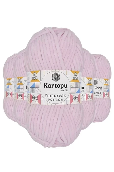 5 Adet Yumurcak Kadife El Örgü İpi Toz Pembe K1562 mudanis ürün görseli 1
