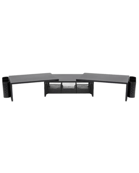 Temel Siyah Çift Monitör Yükseltici Stand Çekmeceli Masaüstü Organizer 9216 ürün görseli 1