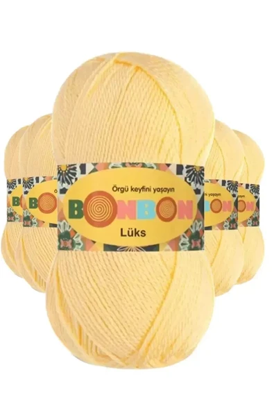 5 Adet Lüks Patik İpi Yünü Bebe Sarı 98292 - bonbon mudanis ürün görseli 1
