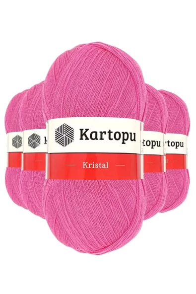 5 Adet Kristal Çift Katlı El Örgü Lif İpi Şeker Pembe K772 - kartopu mudanis ürün görseli 1